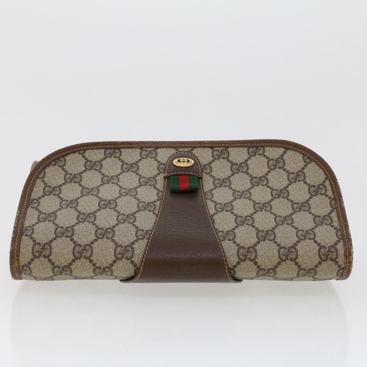 GUCCI GG Canvas Web Sherry Line Clutch Bag Beige Red Green 156.01.030 44751