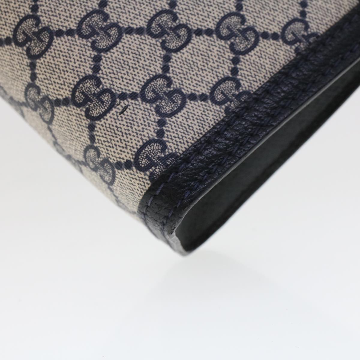 GUCCI GG Canvas Sherry Line Clutch Bag Gray Red Navy 64.014.2125.23 44752