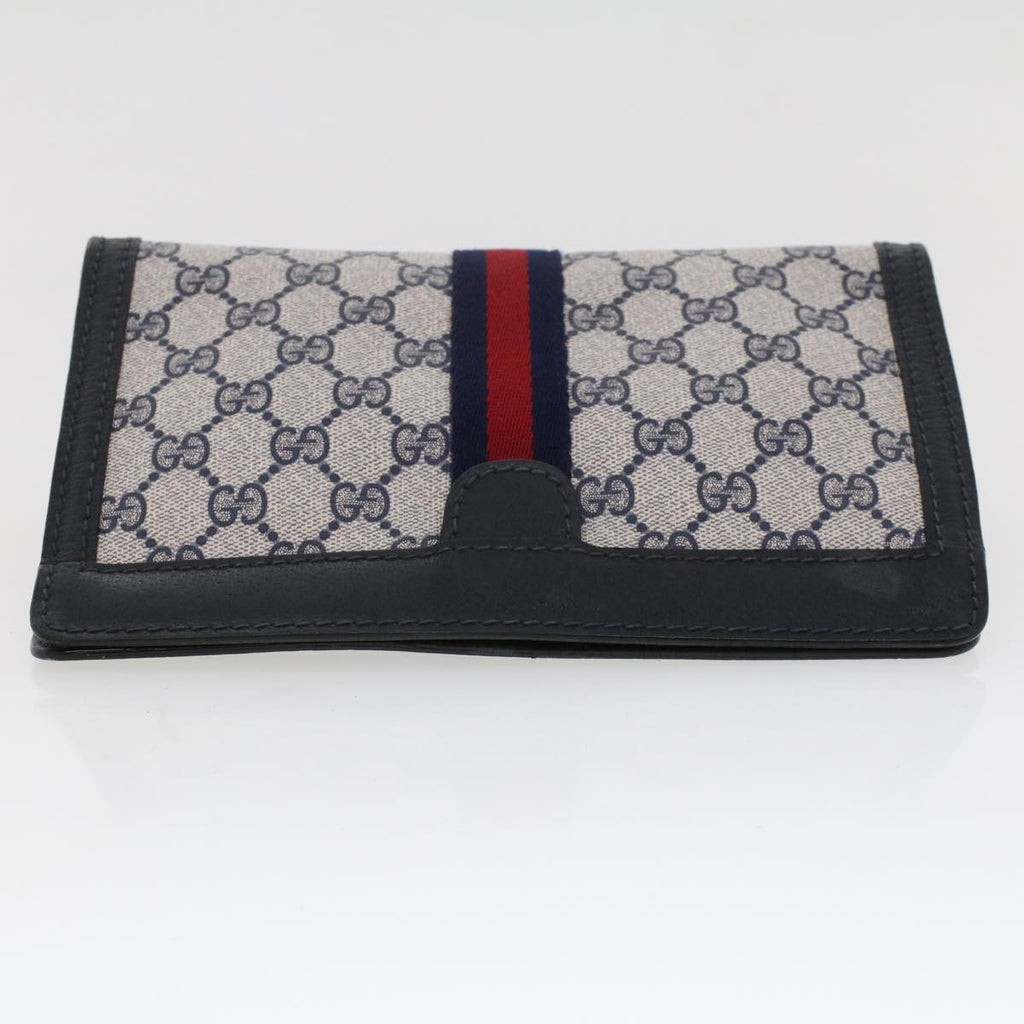 GUCCI GG Canvas Sherry Line Clutch Bag Gray Red Navy 64.014.2125.23 44752