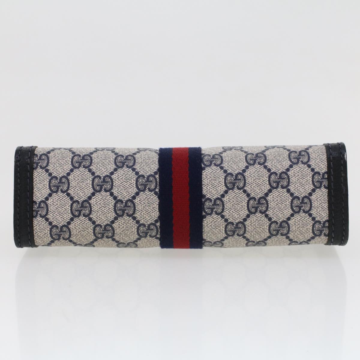 GUCCI GG Canvas Sherry Line Clutch Bag Gray Red Navy 64.014.2125.23 44752
