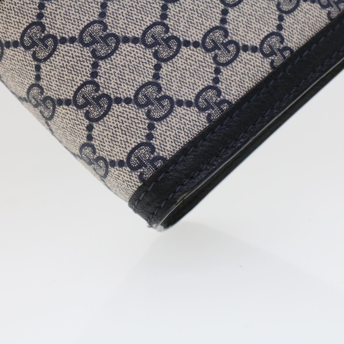 GUCCI GG Canvas Sherry Line Clutch Bag Gray Red Navy 64.014.2125.23 44752