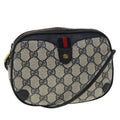 GUCCI GG Canvas Sherry Line Shoulder Bag PVC Leather Gray Red Navy 44784