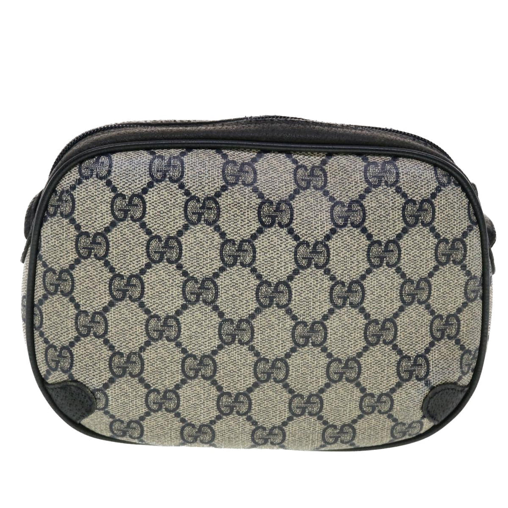 GUCCI GG Canvas Sherry Line Shoulder Bag PVC Leather Gray Red Navy 44784