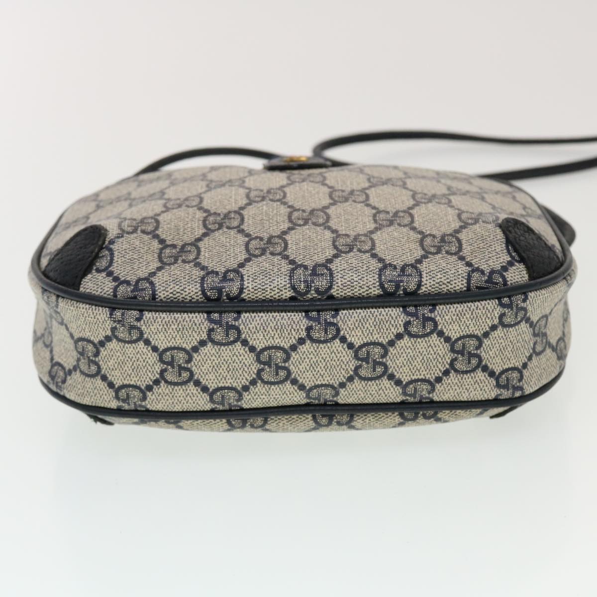 GUCCI GG Canvas Sherry Line Shoulder Bag PVC Leather Gray Red Navy 44784