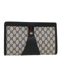 GUCCI GG Canvas Sherry Line Clutch Bag Gray Red Navy 89•01•033 44785