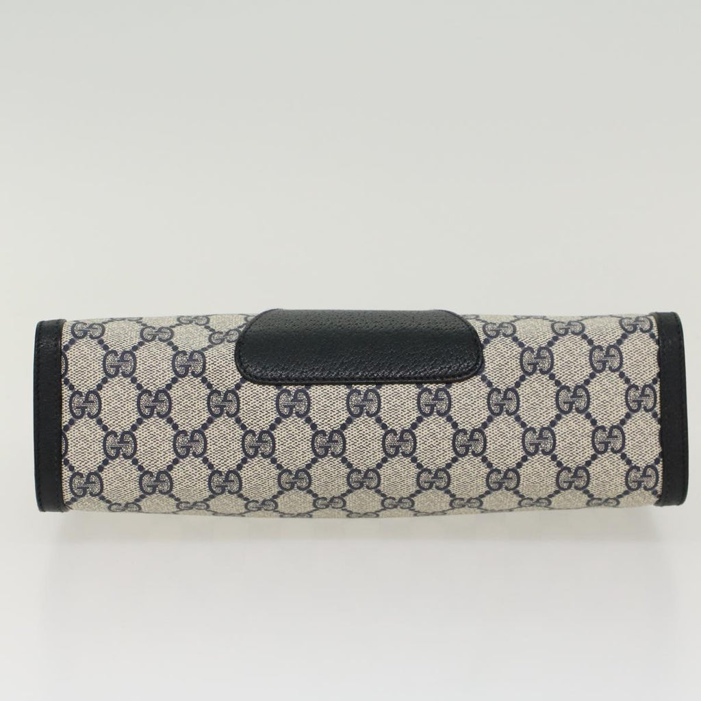 GUCCI GG Canvas Sherry Line Clutch Bag Gray Red Navy 89•01•033 44785