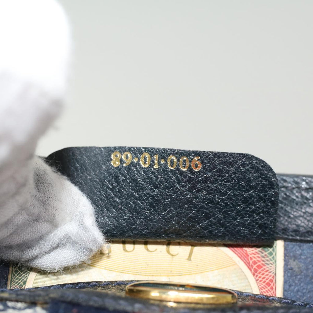 GUCCI GG Canvas Sherry Line Clutch Bag Gray Red Navy 89•01•006 44806