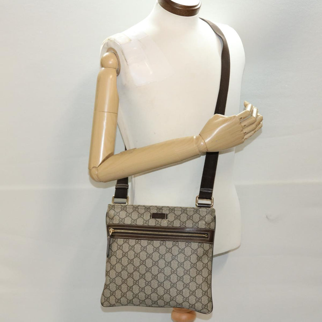 GUCCI GG Canvas Shoulder Bag PVC Leather Beige 295257 44808