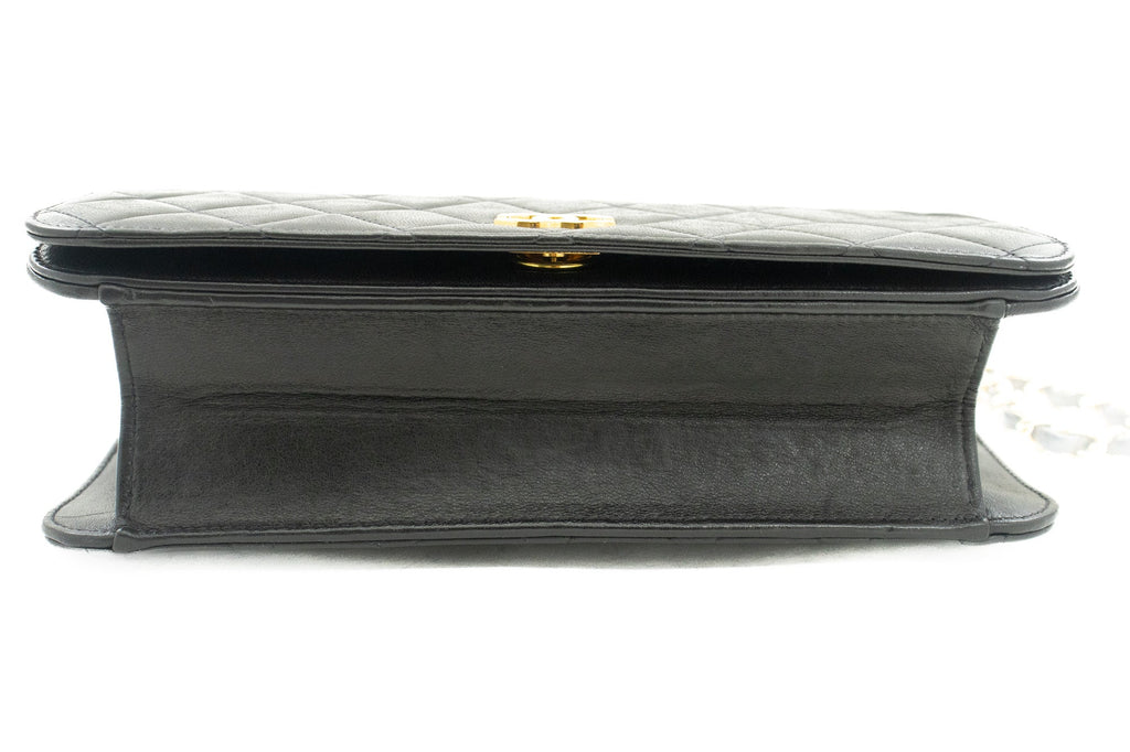 CHANEL Full Flap Chain Shoulder Bag Clutch Black Quilted Lambskin k19