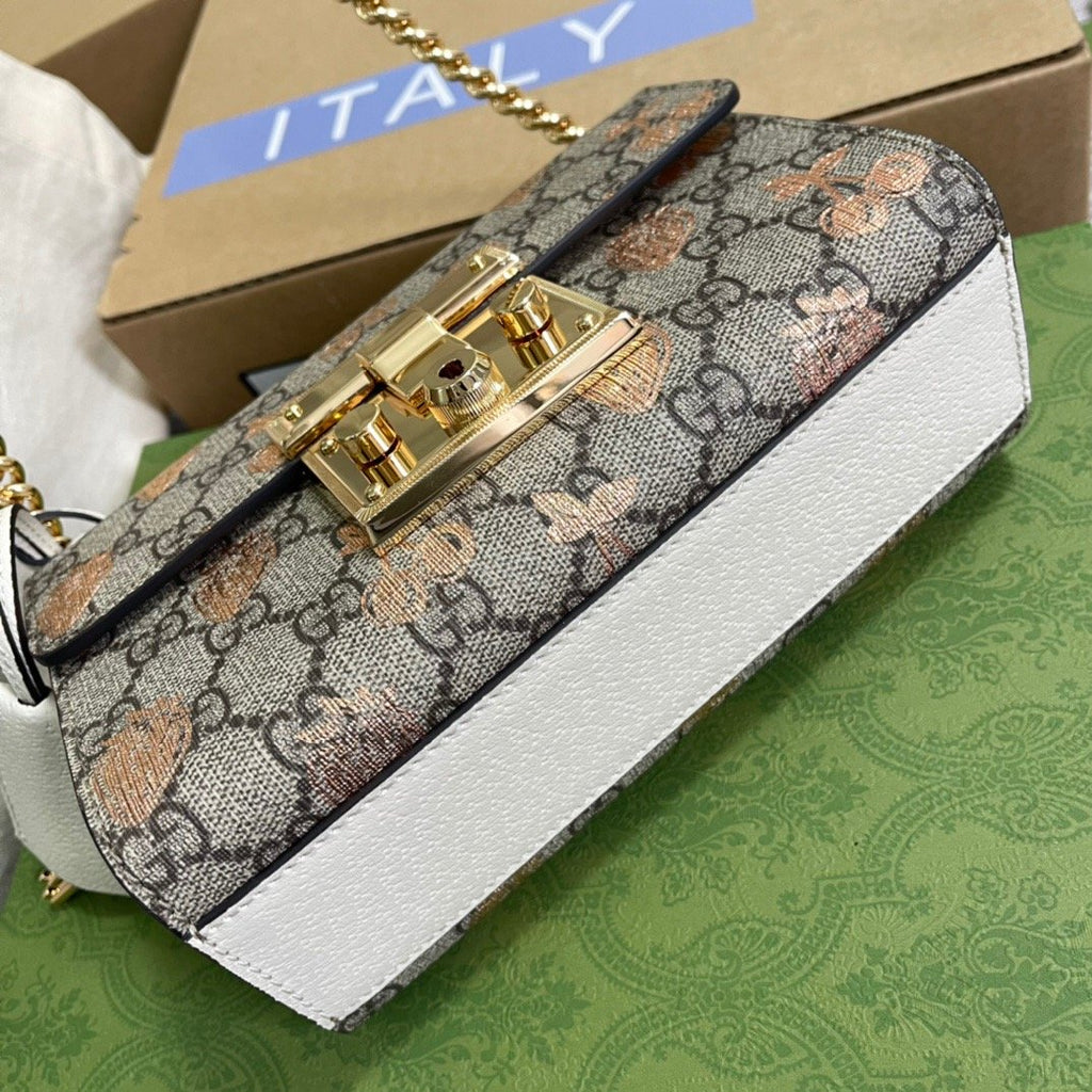 gg Padlock Small gg Strawberry Shoulder Bag Beige For Women, Women’s Bags 7.9in/20cm gg