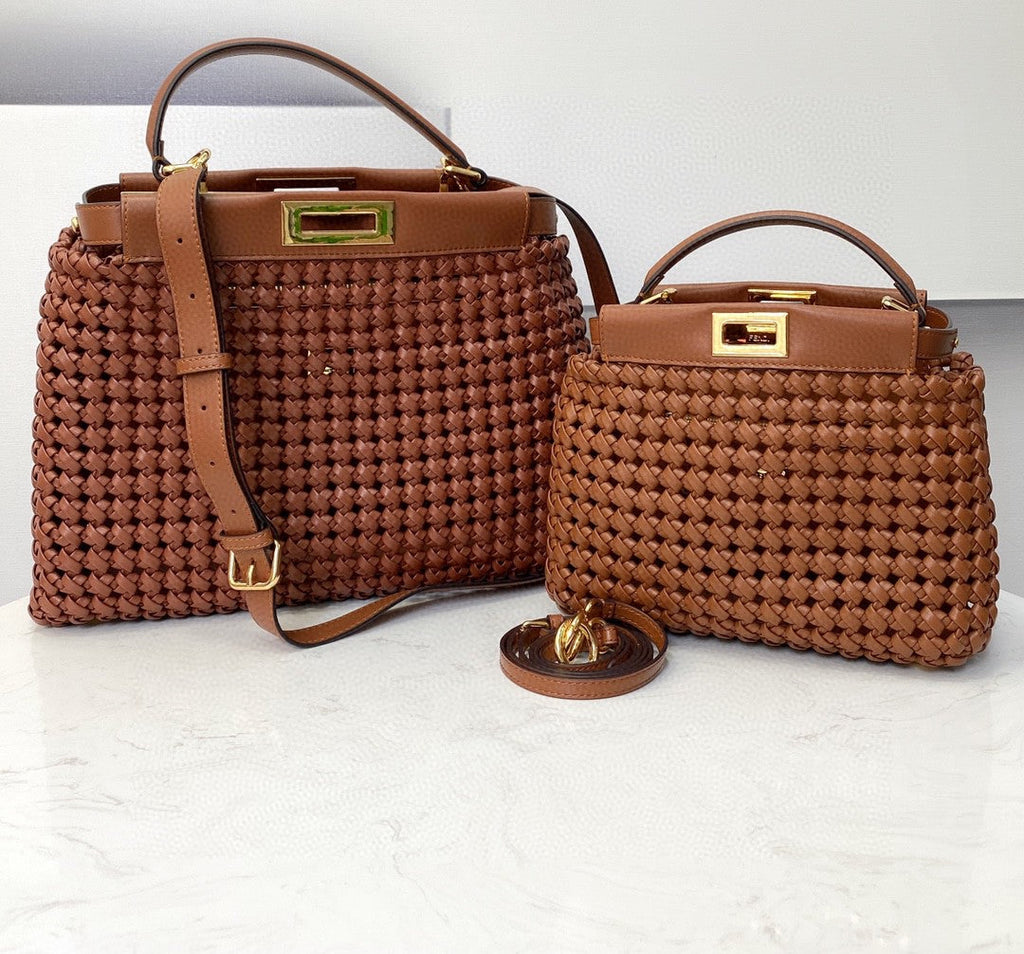 FI GlamI Mini Brown Braided Bag For Woman 18cm/7in
