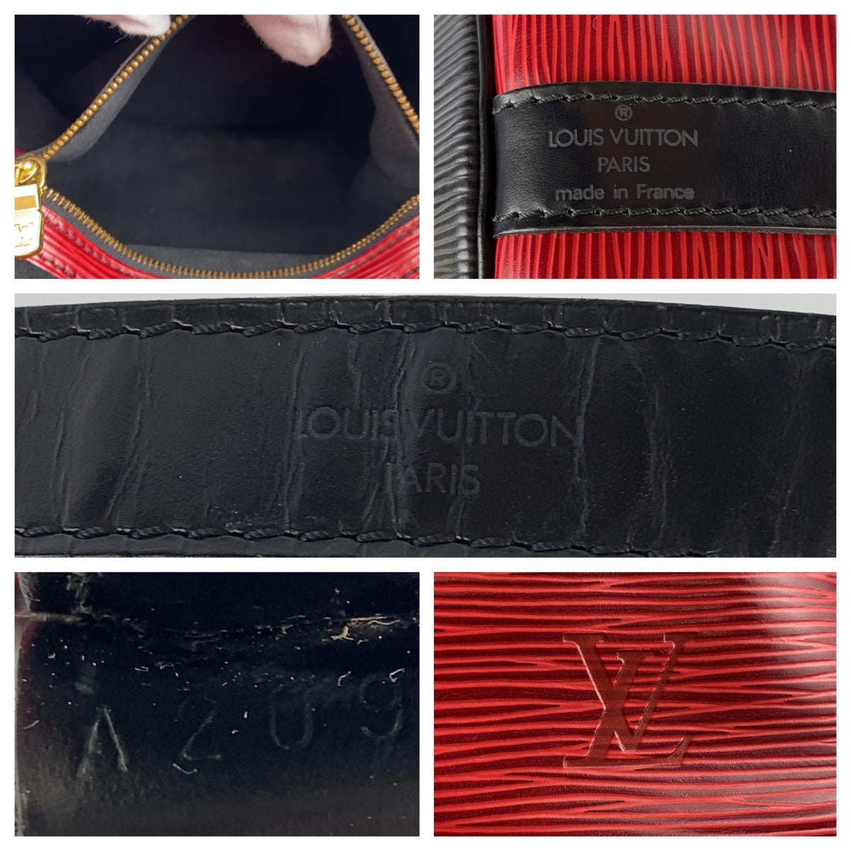 Louis Vuitton Epi Noe Shoulder Bag Red Black Gold Hardware