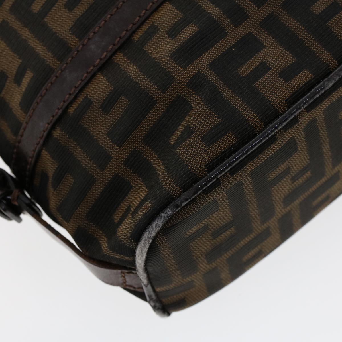 FENDI Zucca Canvas Shoulder Bag Nylon Brown Black 45029