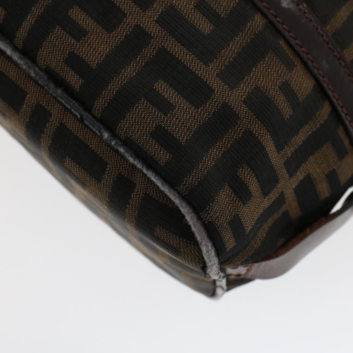 FENDI Zucca Canvas Shoulder Bag Nylon Brown Black 45029