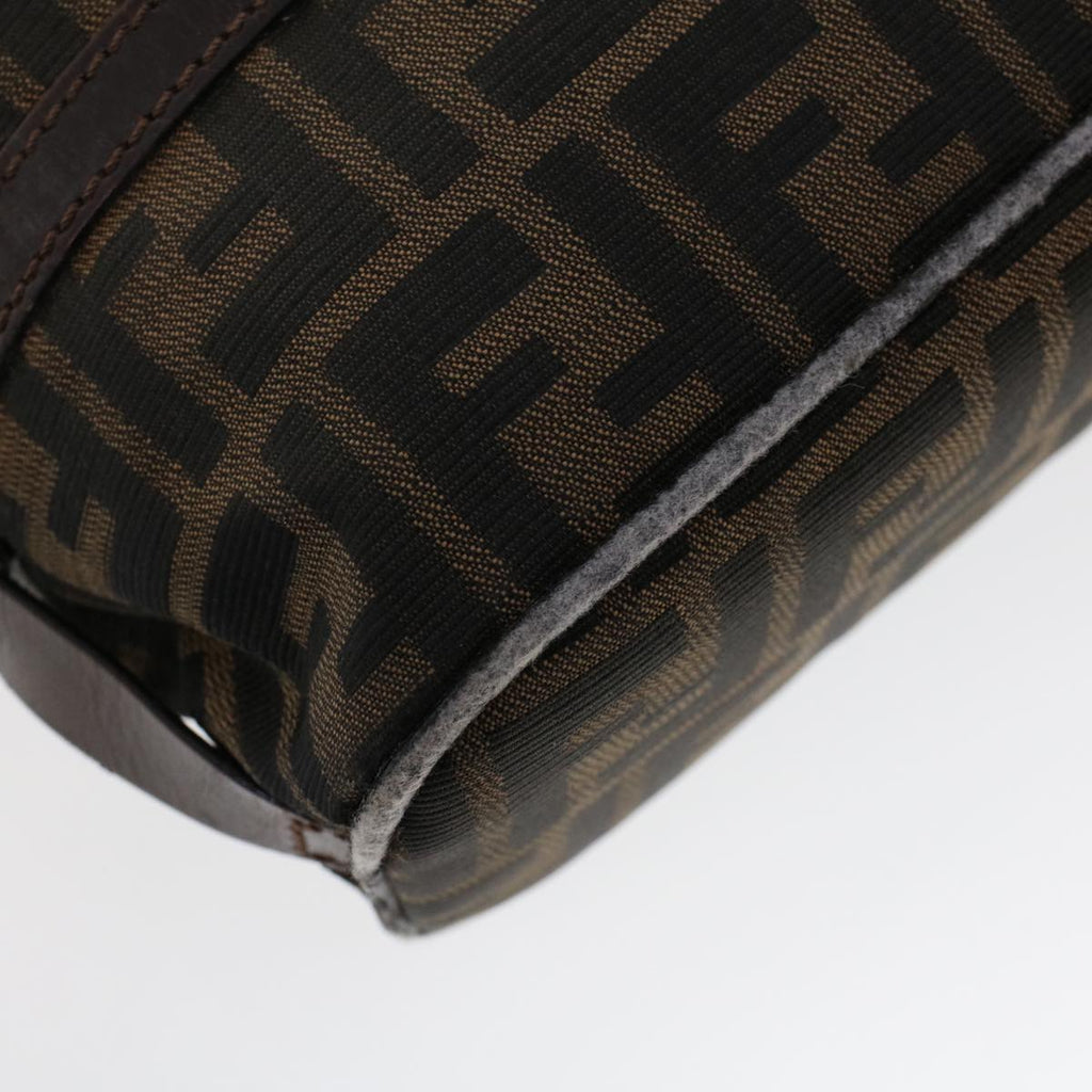 FENDI Zucca Canvas Shoulder Bag Nylon Brown Black 45029