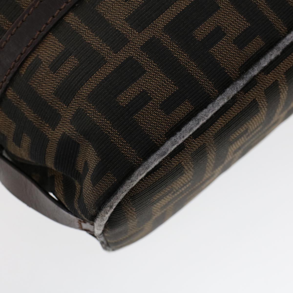 FENDI Zucca Canvas Shoulder Bag Nylon Brown Black 45029