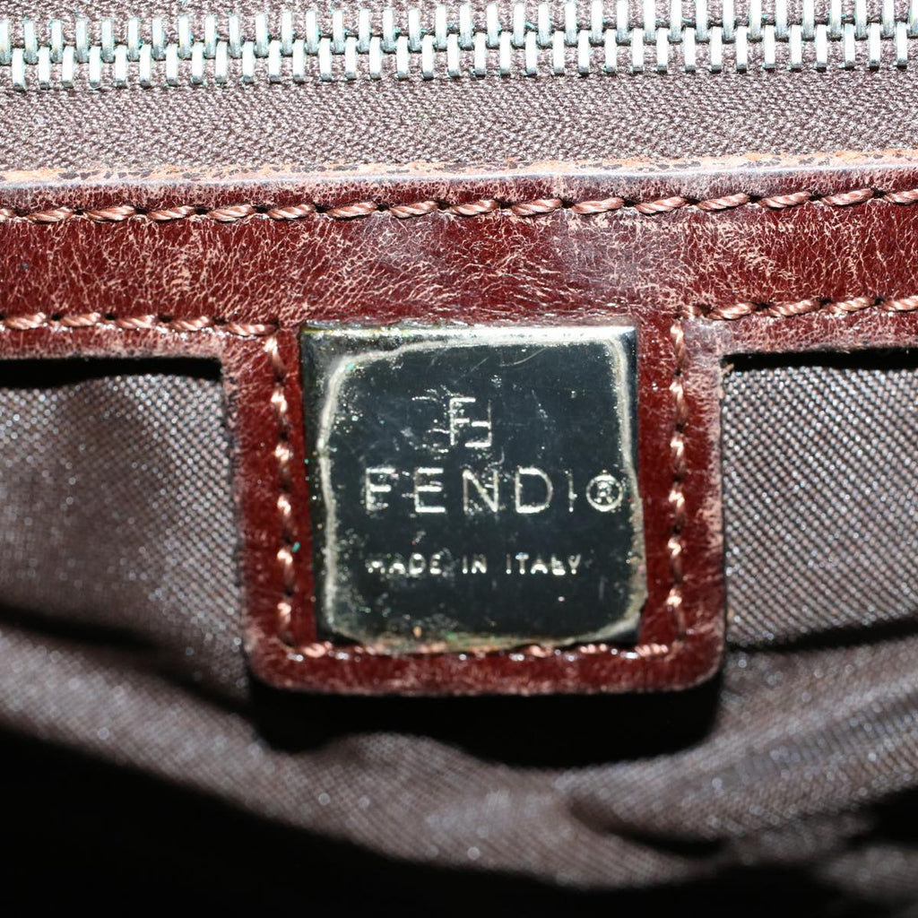 FENDI Zucca Canvas Shoulder Bag Nylon Brown Black 45029