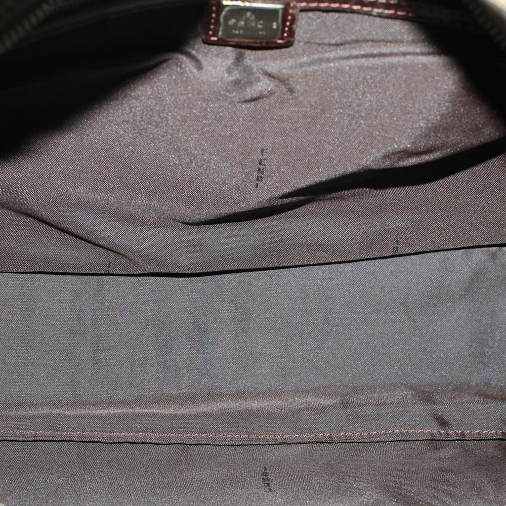 FENDI Zucca Canvas Shoulder Bag Nylon Brown Black 45029