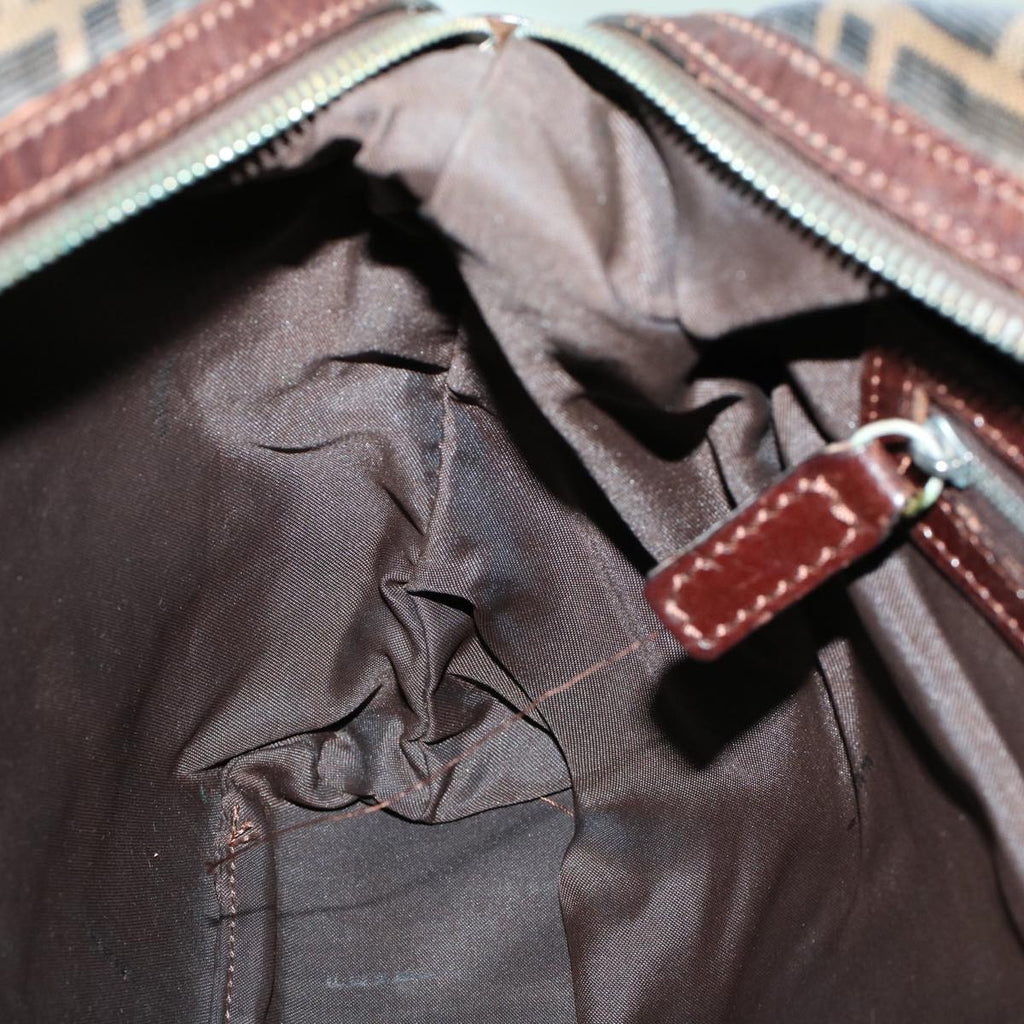 FENDI Zucca Canvas Shoulder Bag Nylon Brown Black 45029