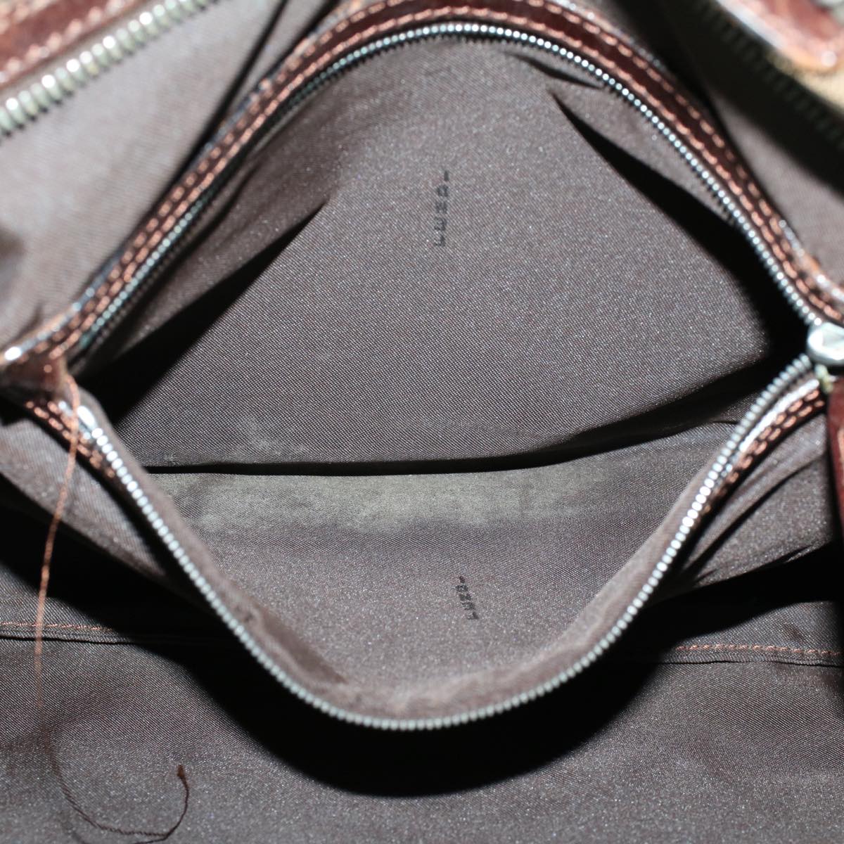 FENDI Zucca Canvas Shoulder Bag Nylon Brown Black 45029