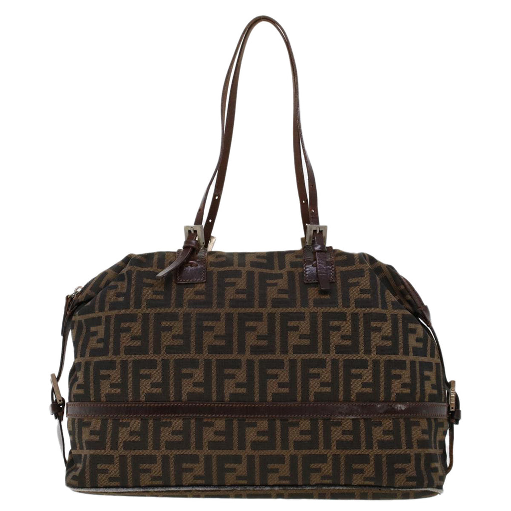 FENDI Zucca Canvas Shoulder Bag Nylon Brown Black 45029
