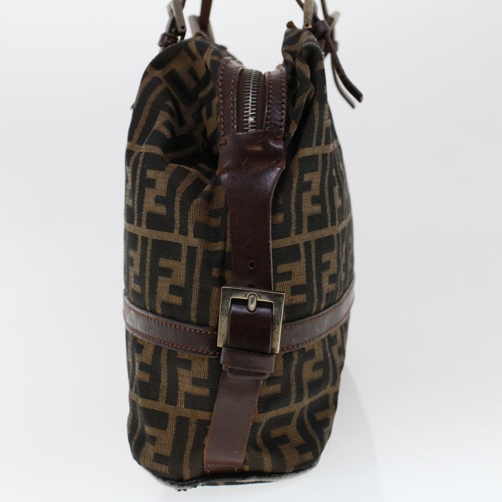 FENDI Zucca Canvas Shoulder Bag Nylon Brown Black 45029