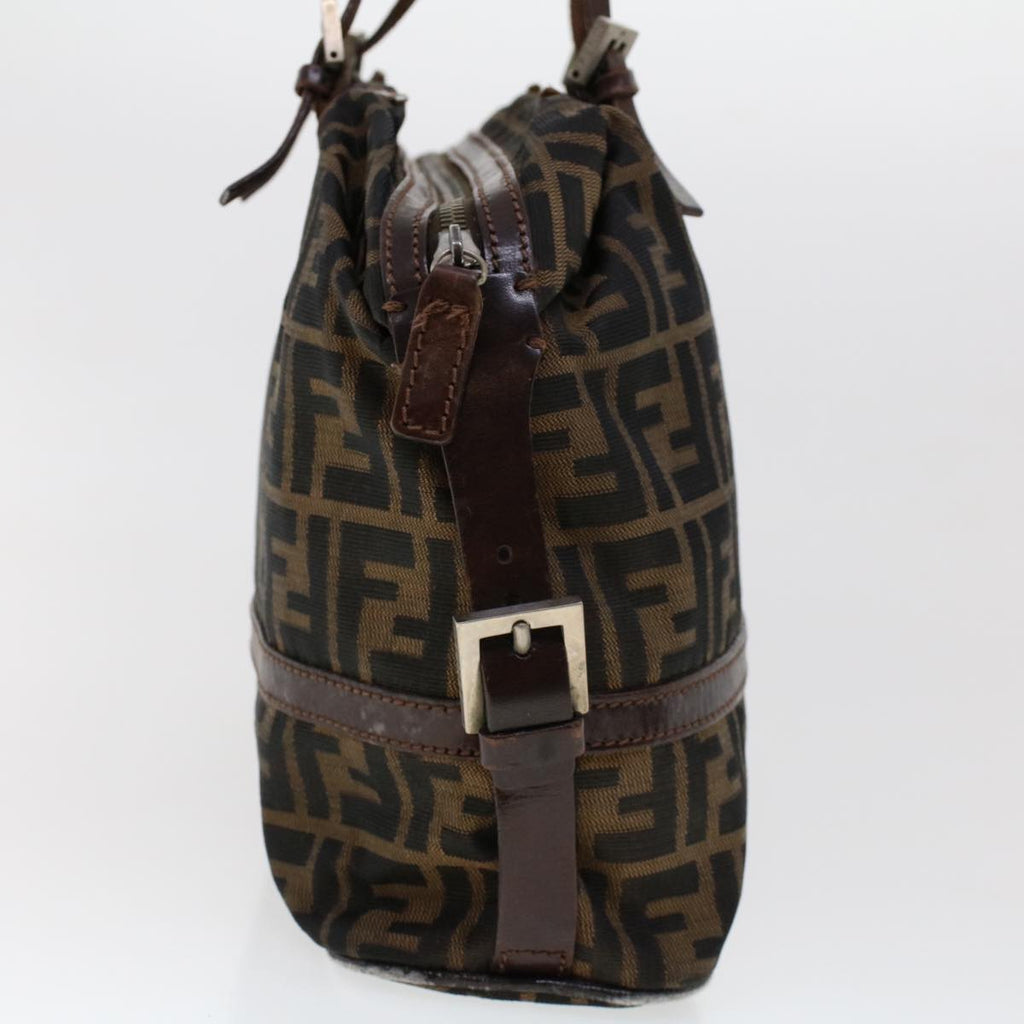 FENDI Zucca Canvas Shoulder Bag Nylon Brown Black 45029
