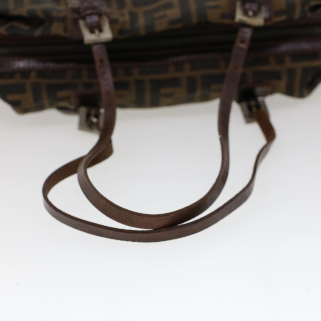 FENDI Zucca Canvas Shoulder Bag Nylon Brown Black 45029