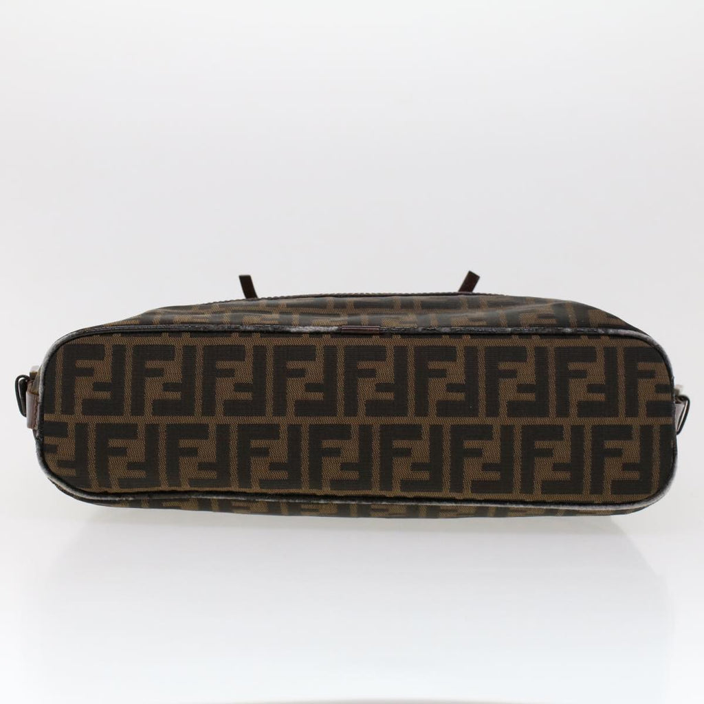 FENDI Zucca Canvas Shoulder Bag Nylon Brown Black 45029