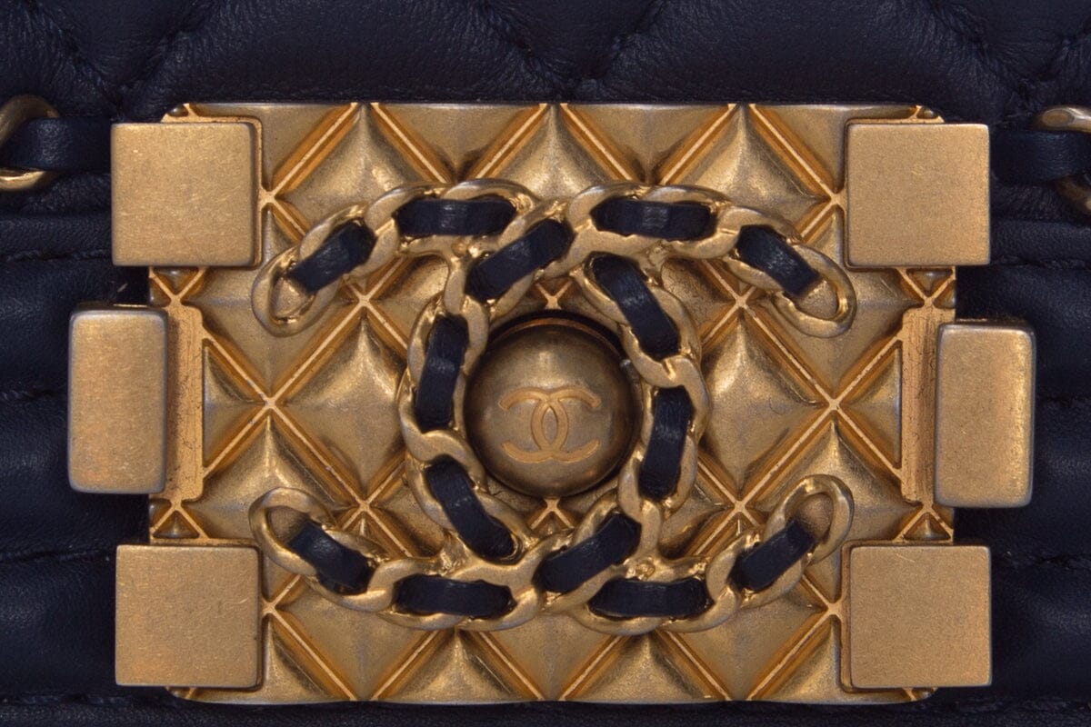 Chanel Infinity Boy Flap Quilted Calfskin Navy Small Handbag