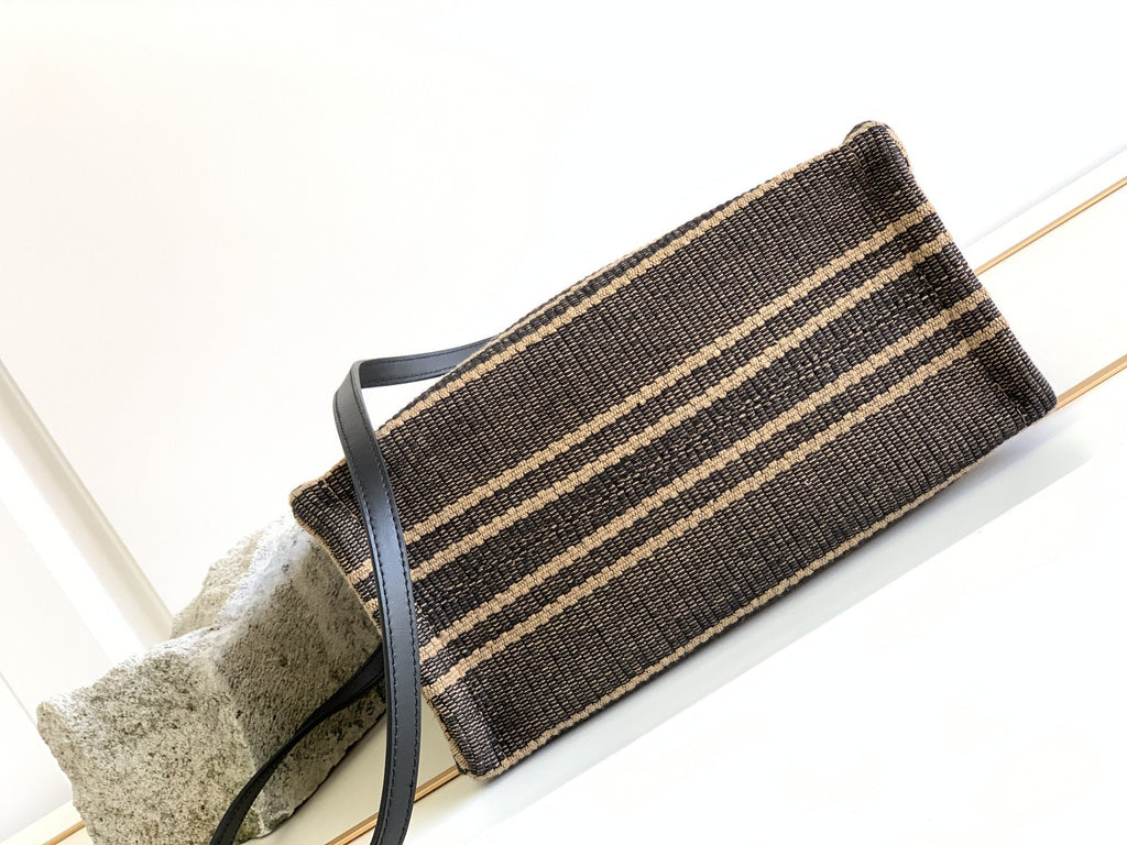 GLAMI Small Cabas Thais In Textile With Triomphe Beige/Black For Women 11in/29cm 199162EGH.02BL