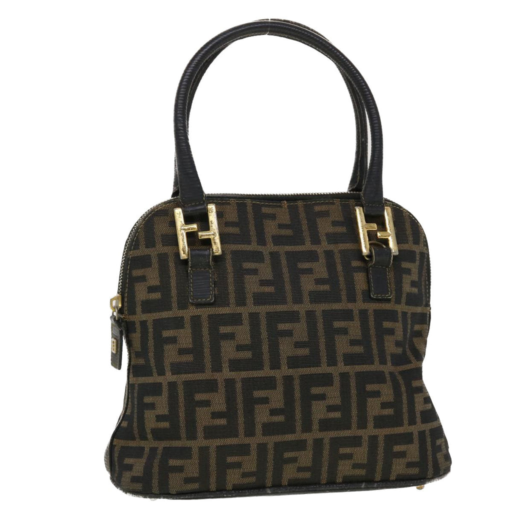 FENDI Zucca Canvas Hand Bag Black Brown 45101
