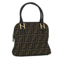 FENDI Zucca Canvas Hand Bag Black Brown 45101