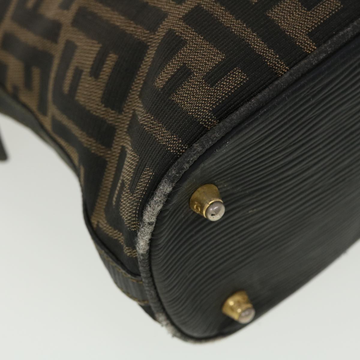 FENDI Zucca Canvas Hand Bag Black Brown 45101