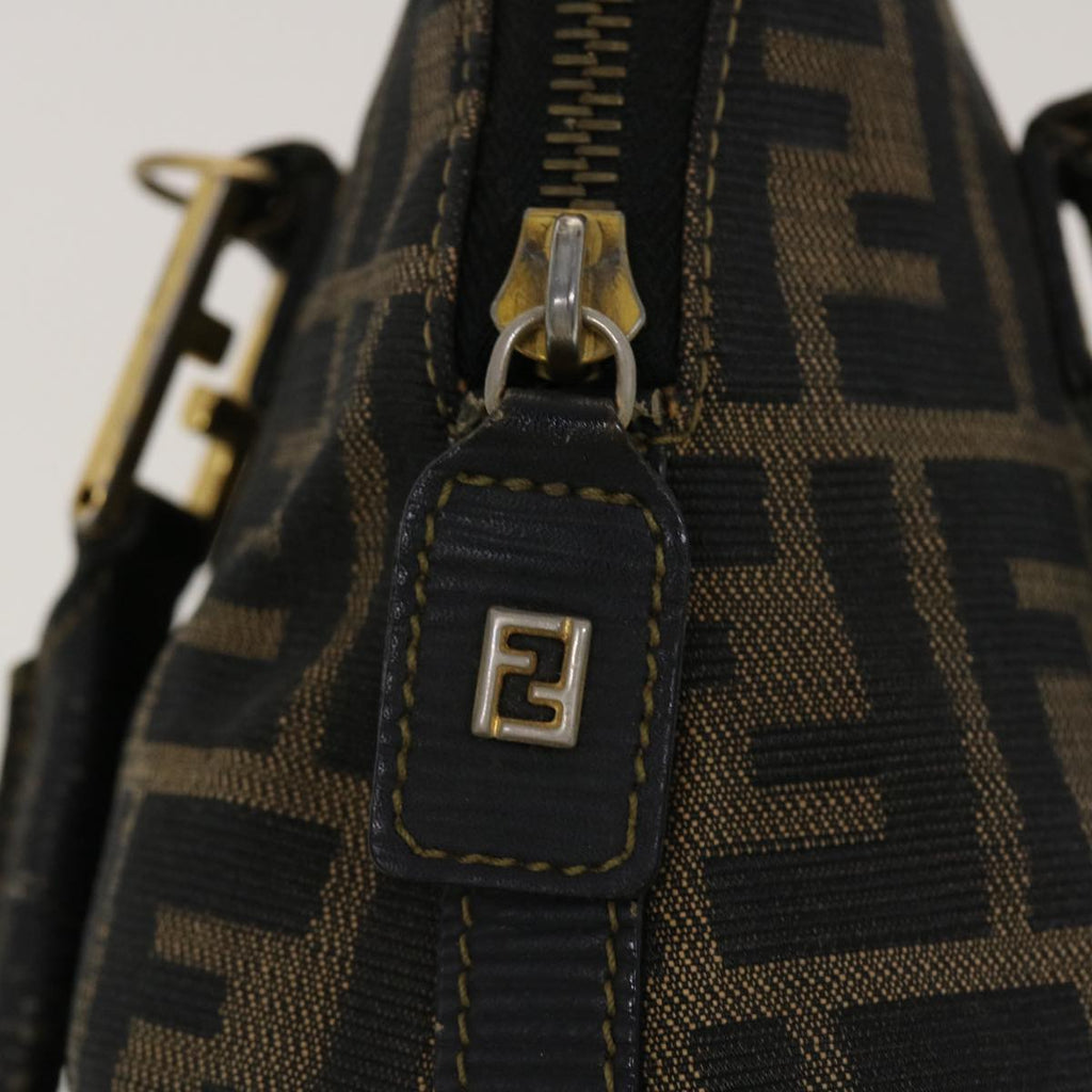 FENDI Zucca Canvas Hand Bag Black Brown 45101