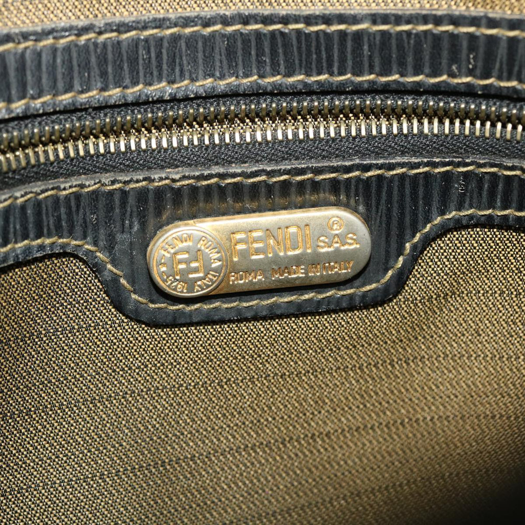 FENDI Zucca Canvas Hand Bag Black Brown 45101