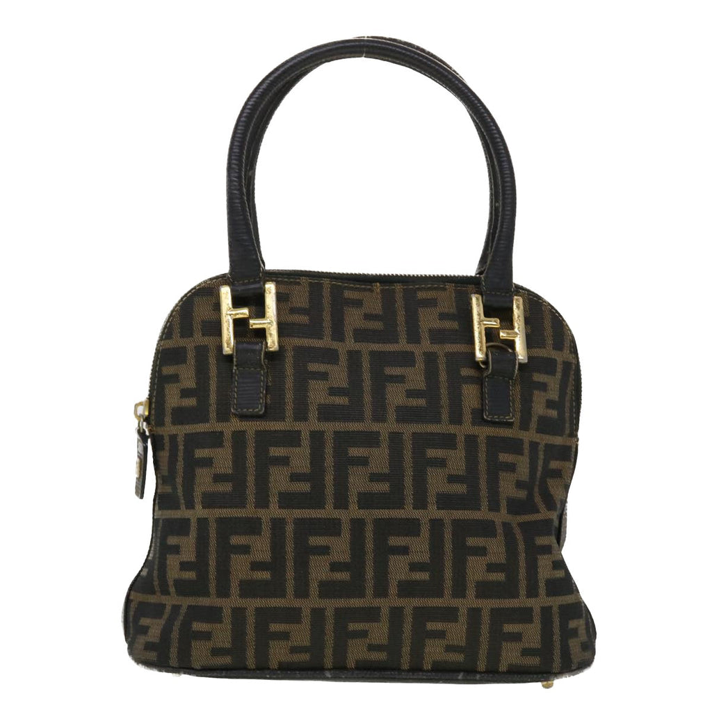 FENDI Zucca Canvas Hand Bag Black Brown 45101