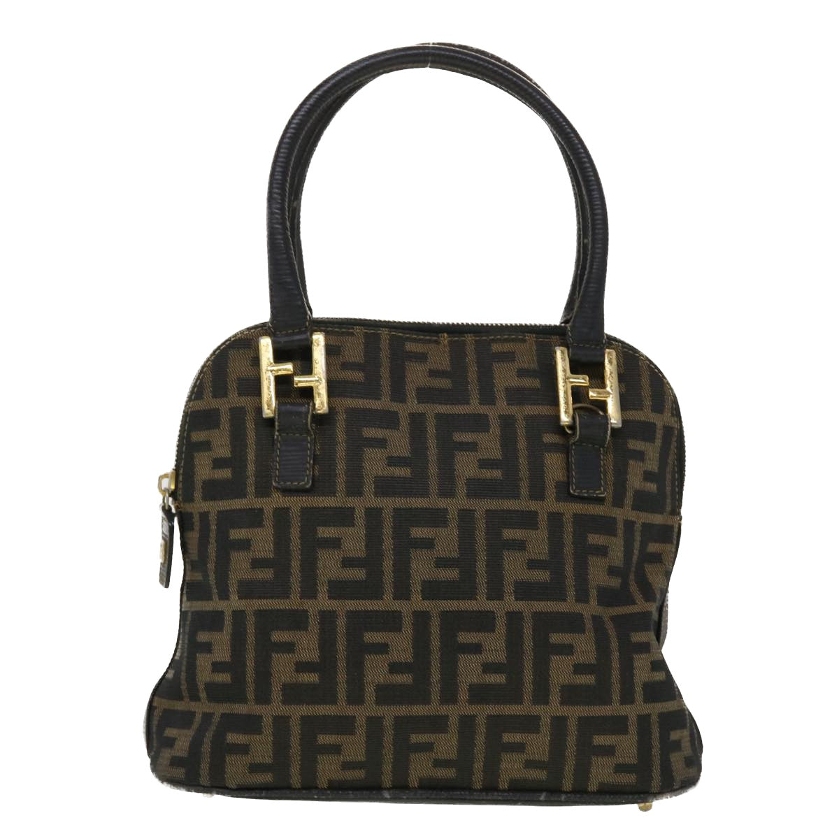 FENDI Zucca Canvas Hand Bag Black Brown 45101