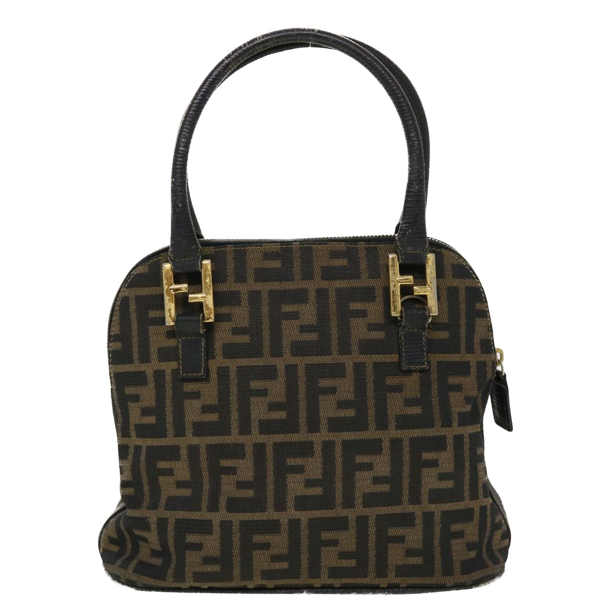FENDI Zucca Canvas Hand Bag Black Brown 45101