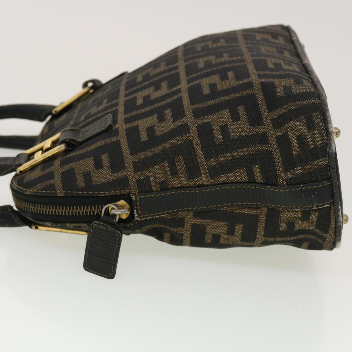 FENDI Zucca Canvas Hand Bag Black Brown 45101