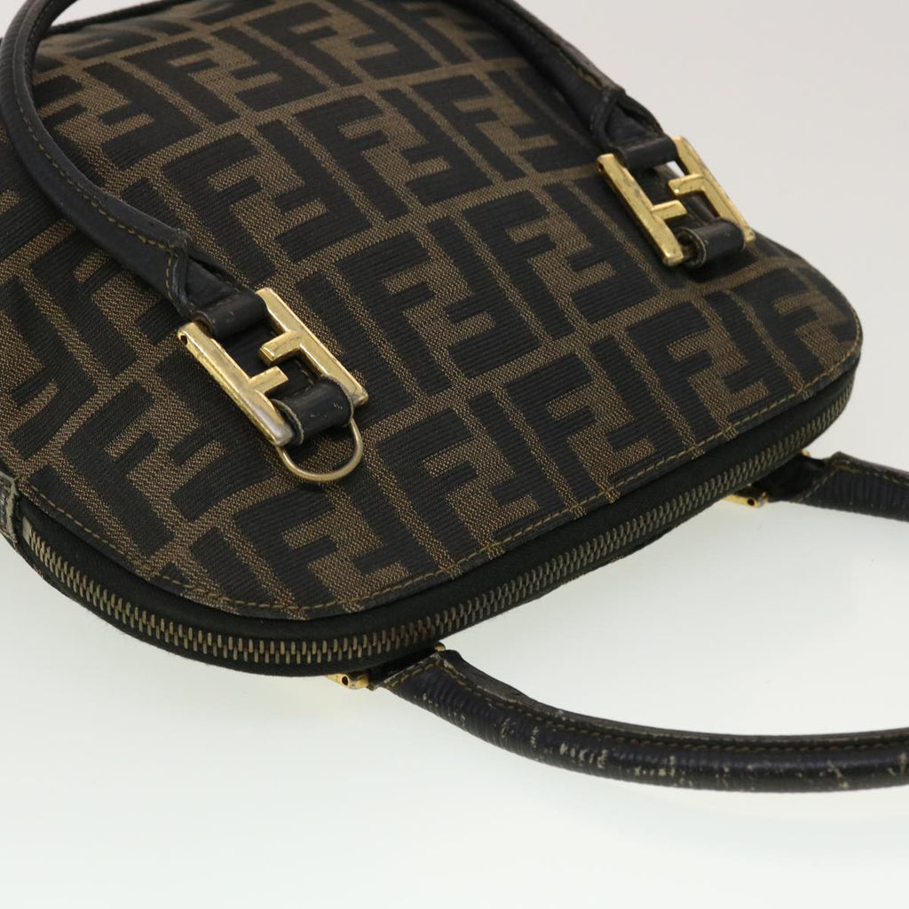 FENDI Zucca Canvas Hand Bag Black Brown 45101