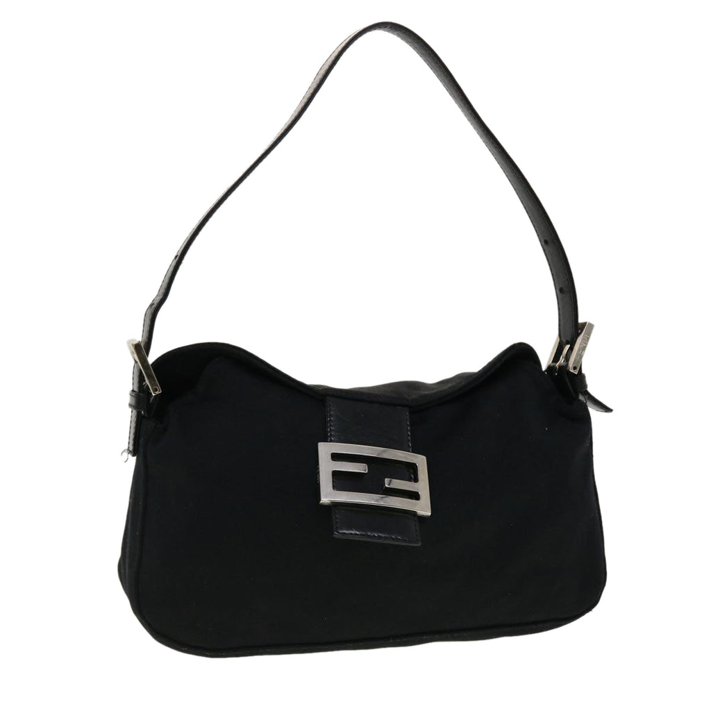 FENDI Mamma Baguette Shoulder Bag Nylon Black 45194