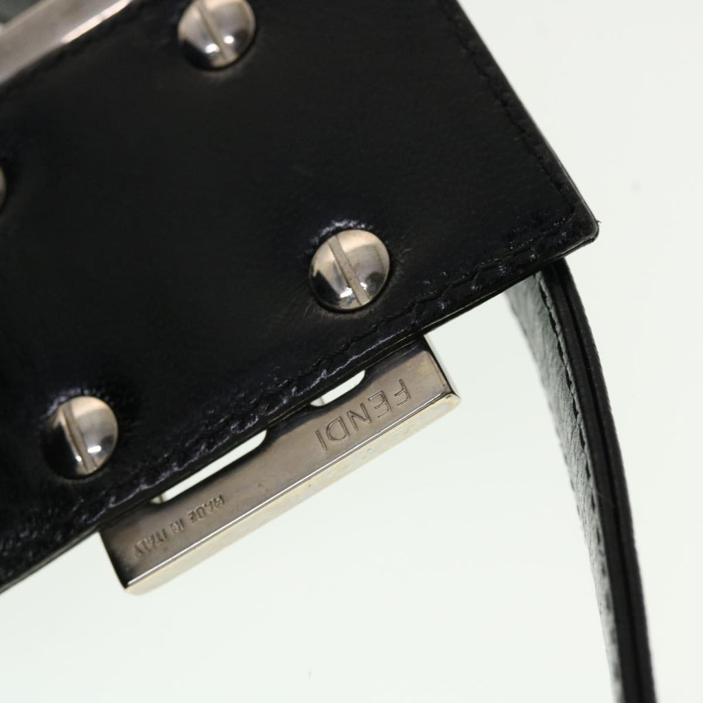 FENDI Mamma Baguette Shoulder Bag Nylon Black 45194