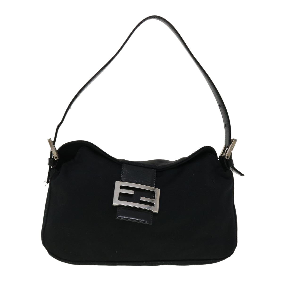 FENDI Mamma Baguette Shoulder Bag Nylon Black 45194