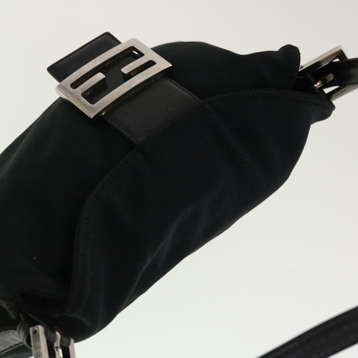 FENDI Mamma Baguette Shoulder Bag Nylon Black 45194