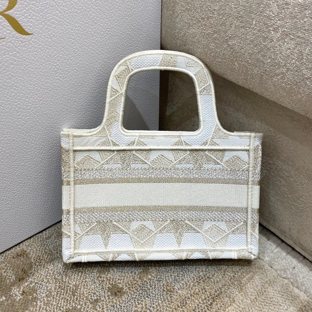 GLAMI Mini Book Tote Embroidery Stars Gold Bag, Beige, For Women WomenÃ¢â‚¬â„¢s Handbags, 22.5cm CD