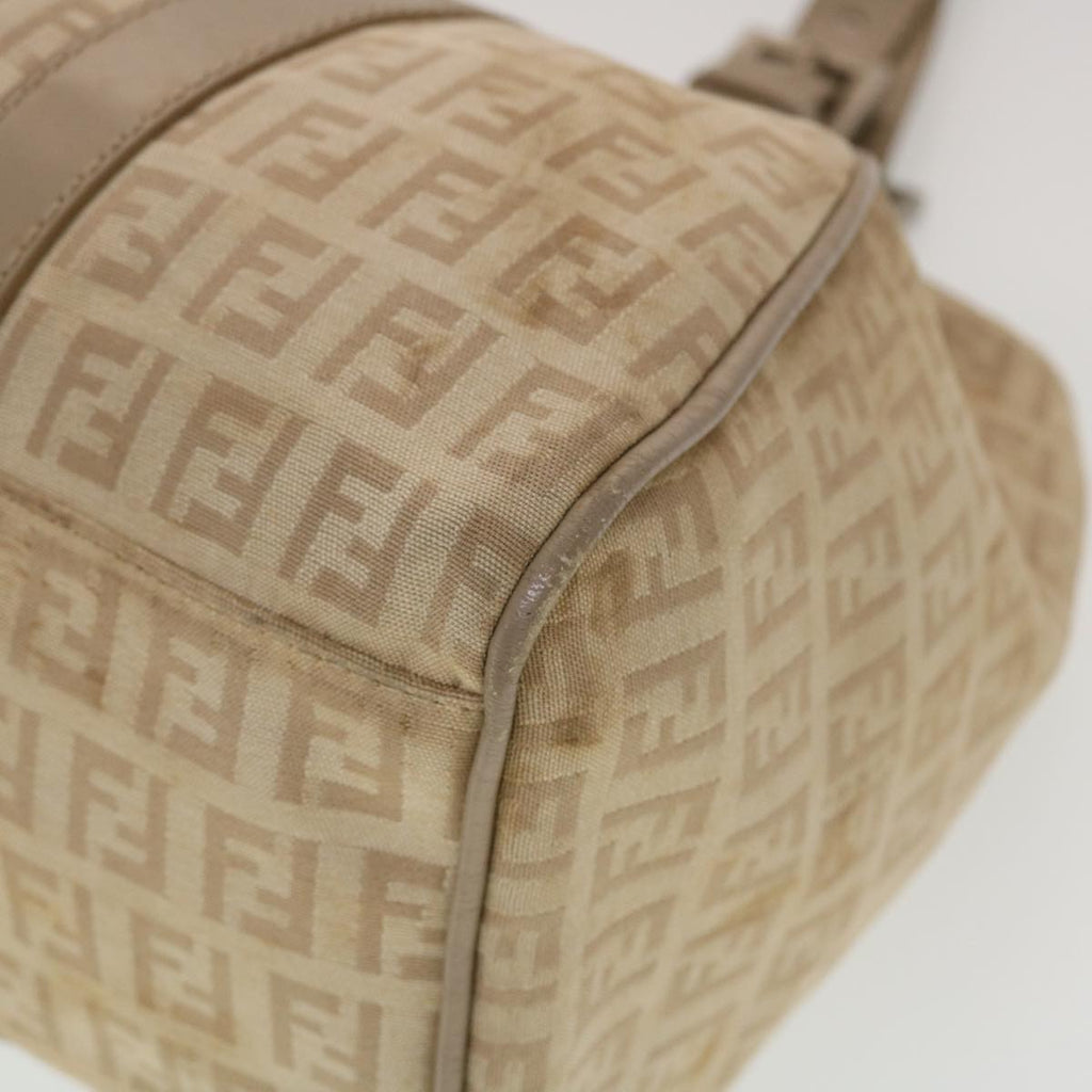 FENDI Zucchino Canvas Mamma Baguette Hand Bag Leather Beige 45281