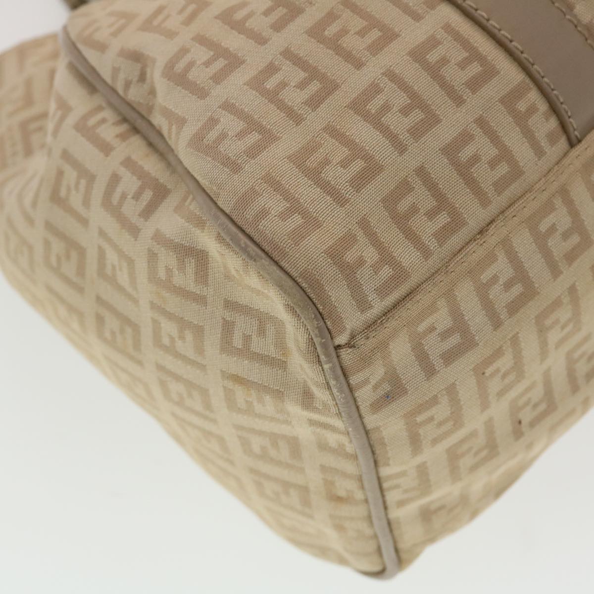 FENDI Zucchino Canvas Mamma Baguette Hand Bag Leather Beige 45281