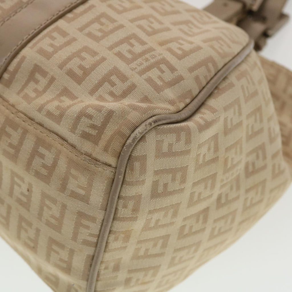 FENDI Zucchino Canvas Mamma Baguette Hand Bag Leather Beige 45281