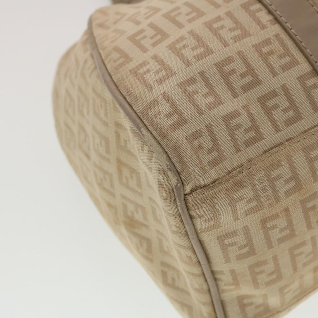 FENDI Zucchino Canvas Mamma Baguette Hand Bag Leather Beige 45281